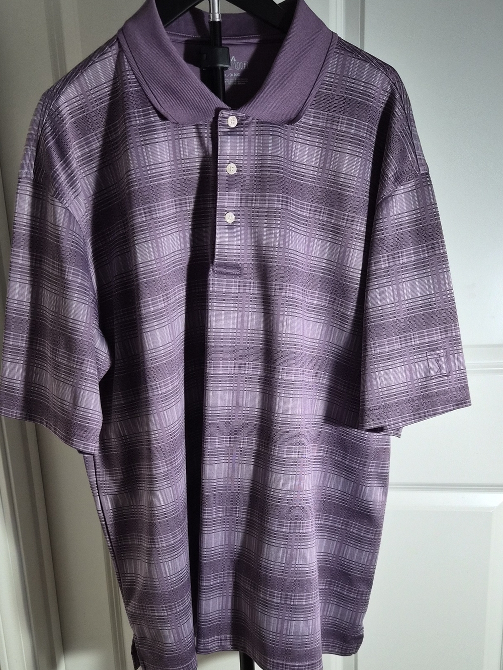 PGA Tour Lavender Plaid Short-Sleeve Polo